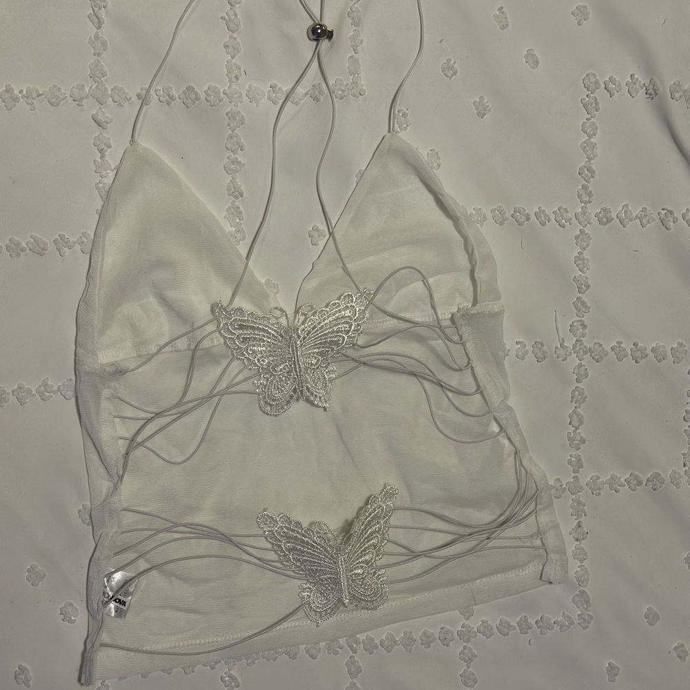 White Butterfly Embroidered Camisole